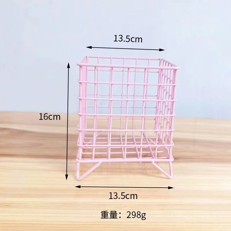 6 Colors Iron Storage Rack Desktop Book Pen Storage